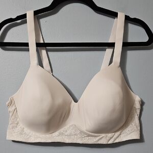 Playtex 4830 Cream Lace Accent Full Coverage Seamless Bra Size XL XG